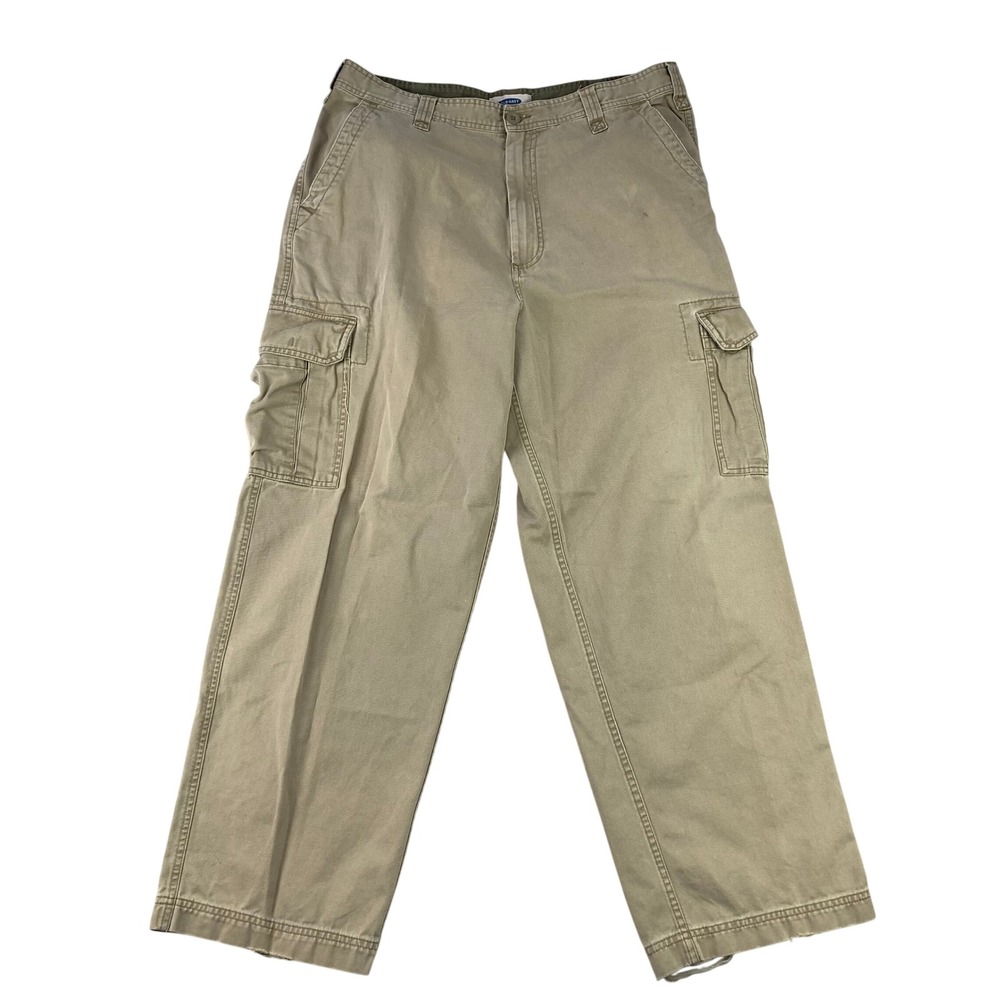 Vintage Old Navy Cargo Pants Mens 36x30 Khaki Baggy Skater Y2K Cotton Military